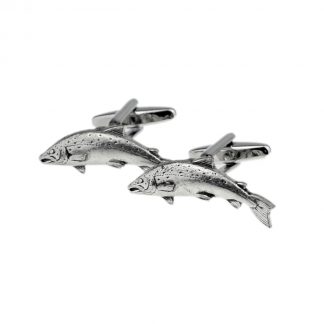 English Made Small Salmon Fish Pewter Cufflinks