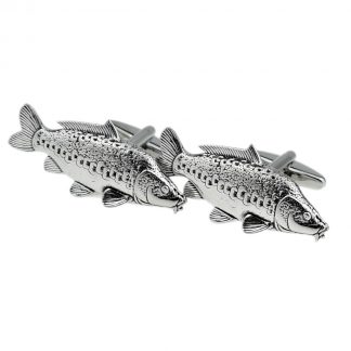 English Made Mirror Carp Pewter Cufflinks