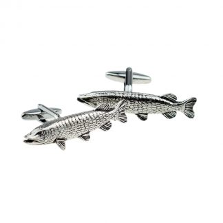 English Made Pike Fish Pewter Cufflinks