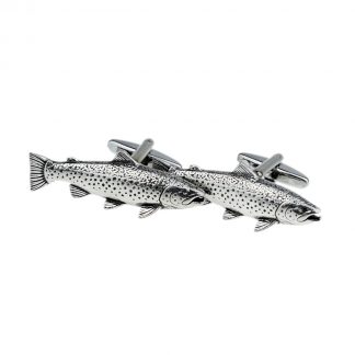 English Made Brown Trout Pewter Cufflinks