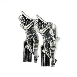 English Made Cricket Batsman Pewter Cufflinks