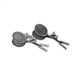 English Made Badminton Racquets & Shuttlecocks Pewter Cufflinks