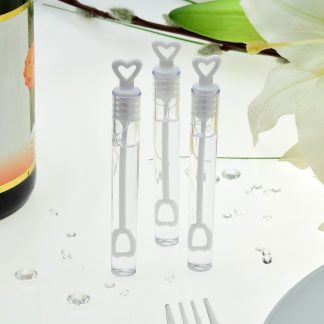 Heart Shaped Wand Wedding Bubbles (Pack of 48)