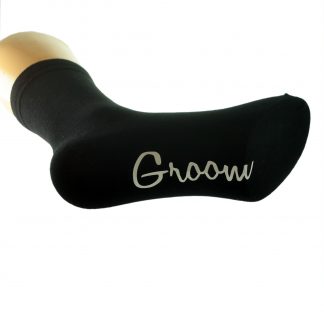 Sole Script Design Mens Black Wedding Socks