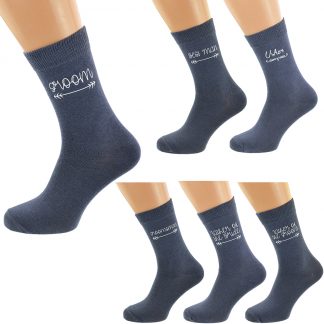 Ash Grey Contemprorary Arrow & Script Wedding Socks