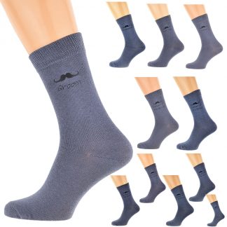 Ash Grey Wedding Socks with Black Moustache Design