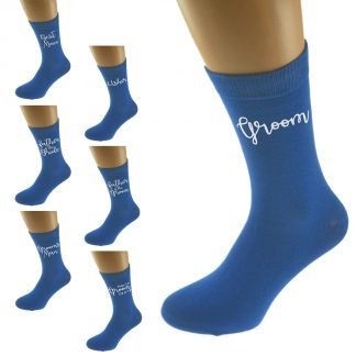 Bright Blue Wedding Socks - Multiple Titles Available