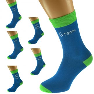 Mens Blue & Lime Green Funky Wedding Socks