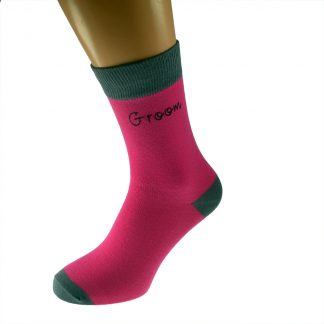 Hot Pink & Slate Grey Mens Funky Wedding Socks