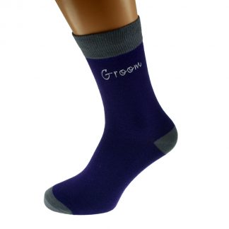 Purple & Slate Grey Mens Funky Wedding Socks