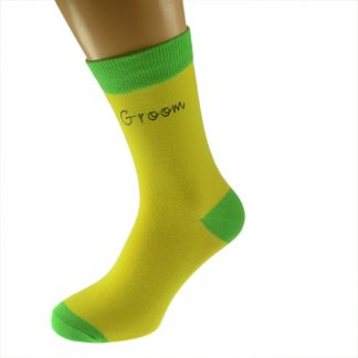 Sunshine Yellow & Lime Green Mens Funky Wedding Socks