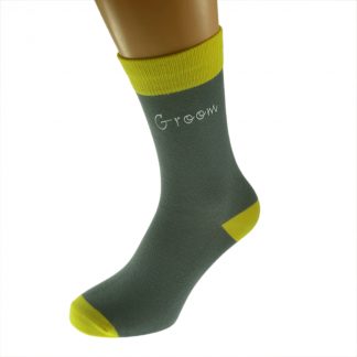 Slate Grey & Sunshine Yellow Mens Funky Wedding Socks