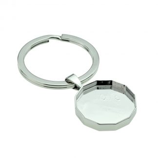 Silver Keyring with Recess for Thrupenny Bit Coin (engravable)