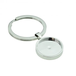 Plain Silver Keyring with Recess for Sixpence or doming (engravable)