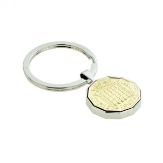 Silver Keyring With Polished Thrupenny Bit Coin (engravable)