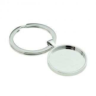 Silver Keyring with Recess for Old large 5p Piece or doming (engravable)