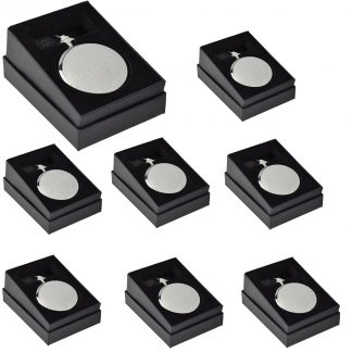 New Design Silver Finish Pre Engraved Quartz Action Pocket Watch & Clip Chain 18 Wedding Titles