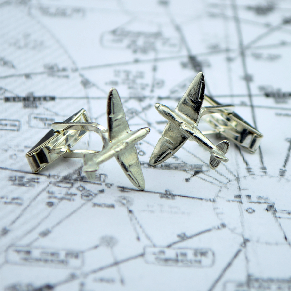 English Made Spitfire Fighter Plane Aeroplane Aircraft Pilots Pewter Cufflinks