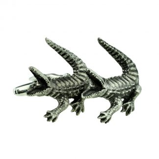 Alligator Crocodile Animal English Pewter Cufflinks