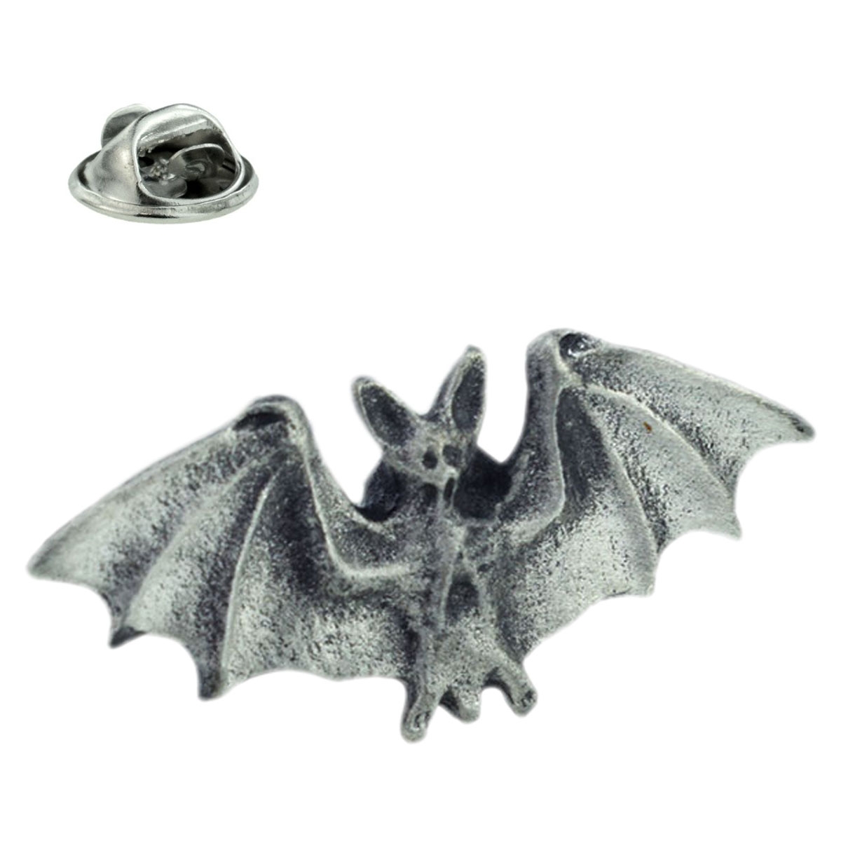 Bat With Spread Wings Pewter Lapel Pin Badge