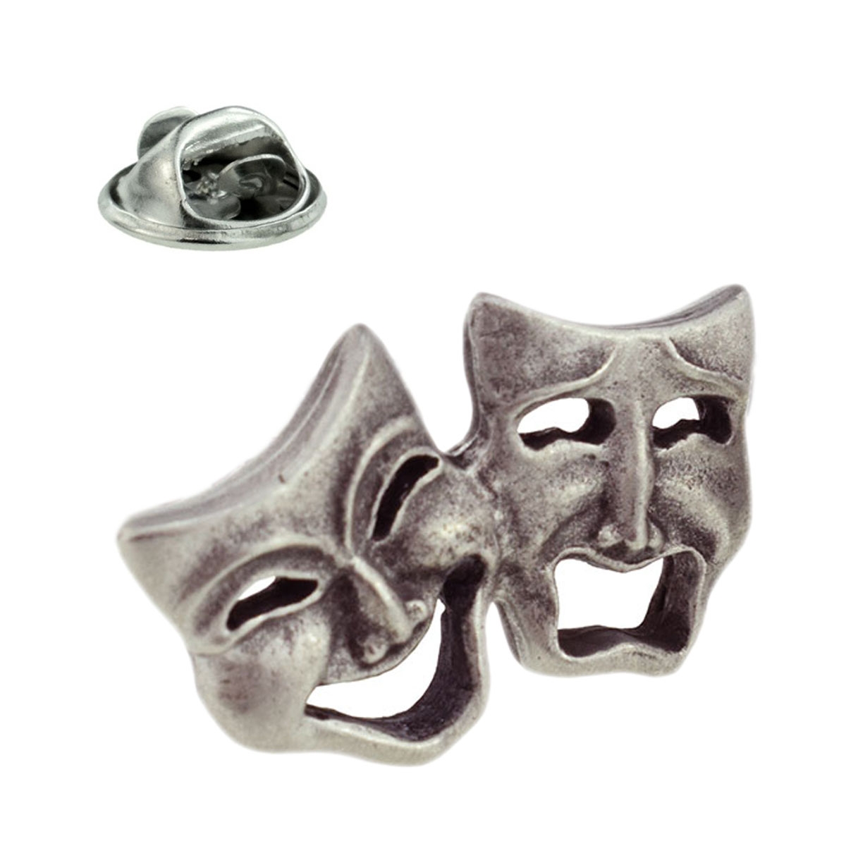 Drama Comedy Tragedy Pewter Theatre Masks Drama Lapel Pin Badge