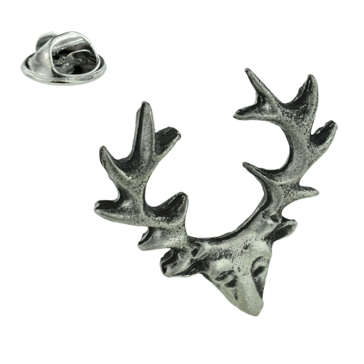 Stag Head Pewter Lapel Pin Badge