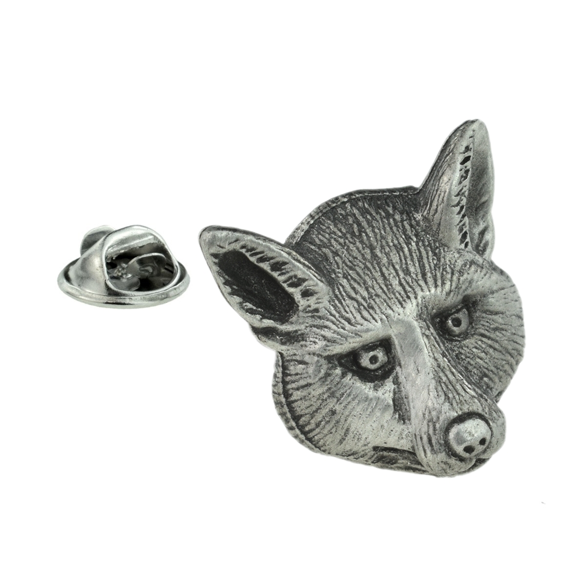 Fox Head Pewter Lapel Pin Badge