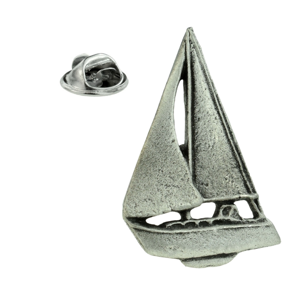 Yacht Sailing Pewter Lapel Pin Badge