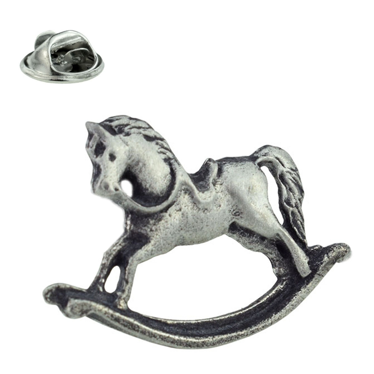 Rocking Horse Pewter Lapel Pin Badge