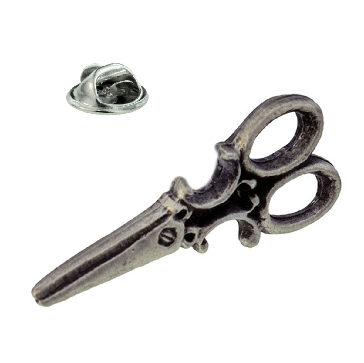 Scissors Hairdressers Dressmakers Pewter Lapel Pin Badge