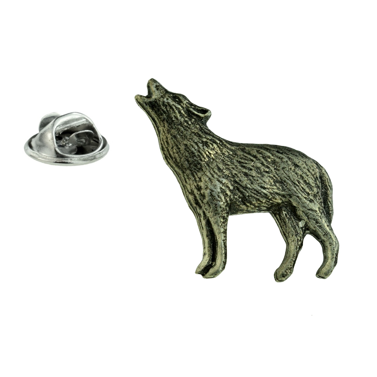 Wolf Pewter Lapel Pin Badge