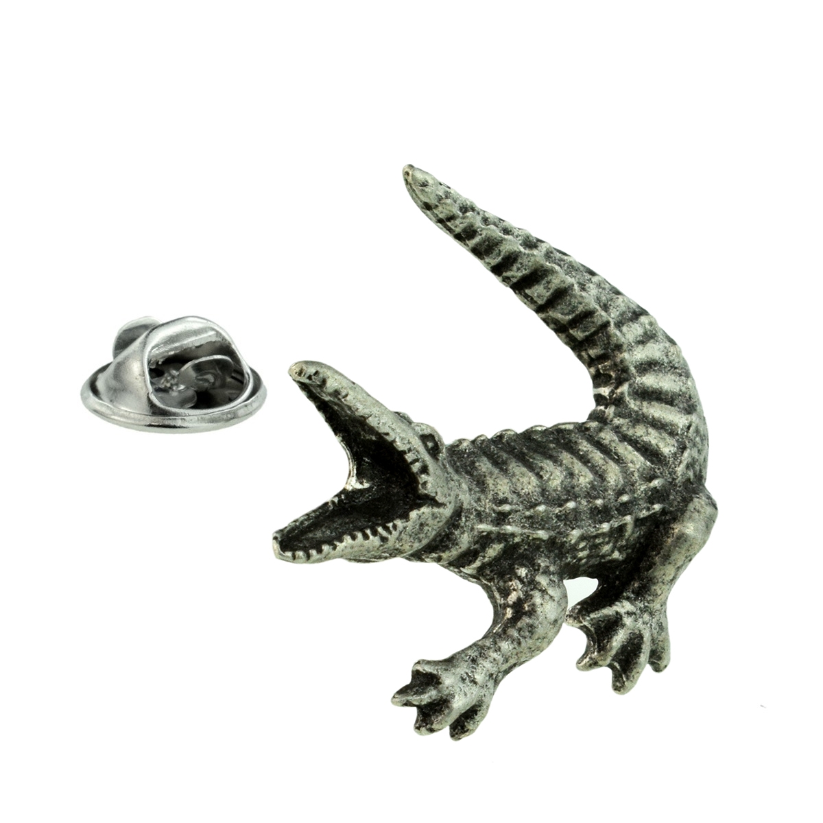 Crocodile Pewter Lapel Pin Badge