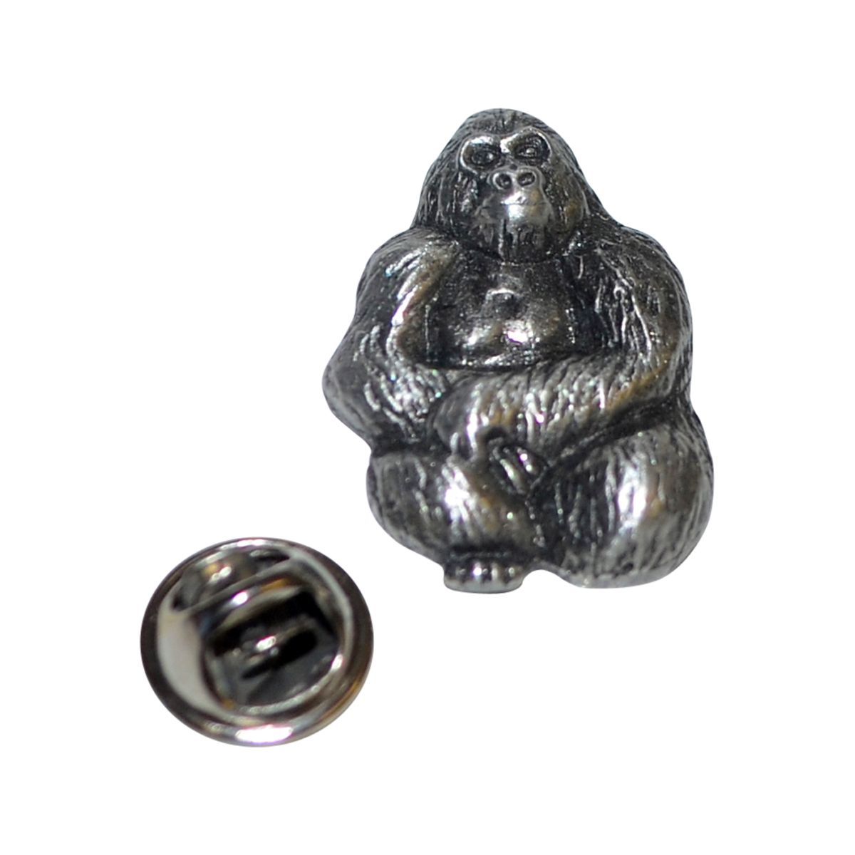 Gorilla Ape Pewter Lapel Pin Badge