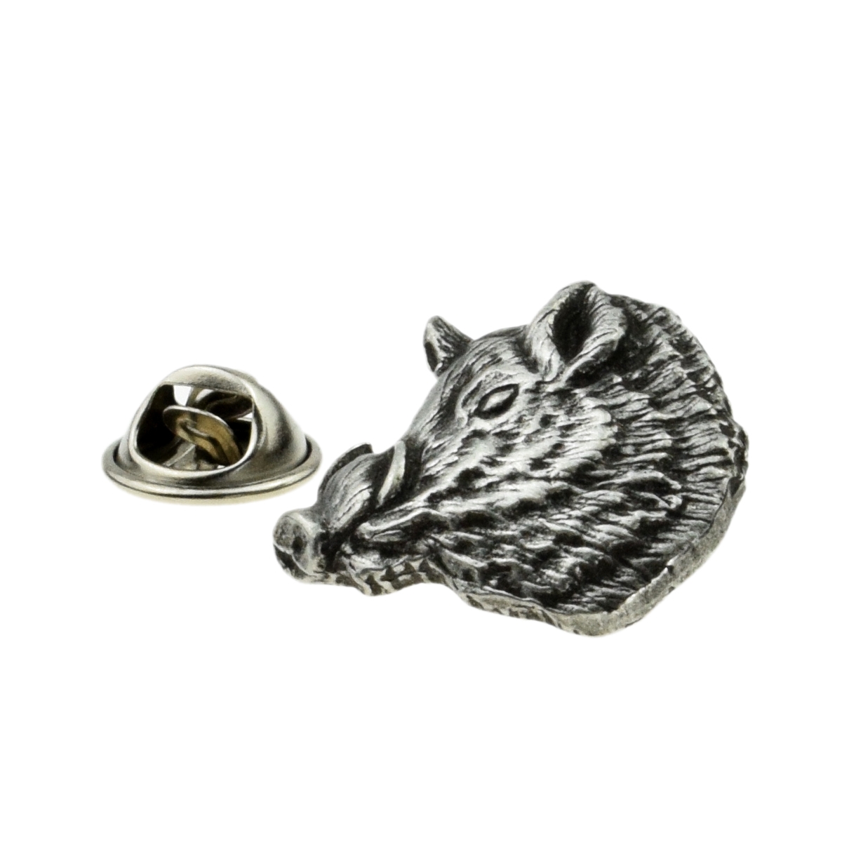 Wild Boar Head Pewter Lapel Pin Badge