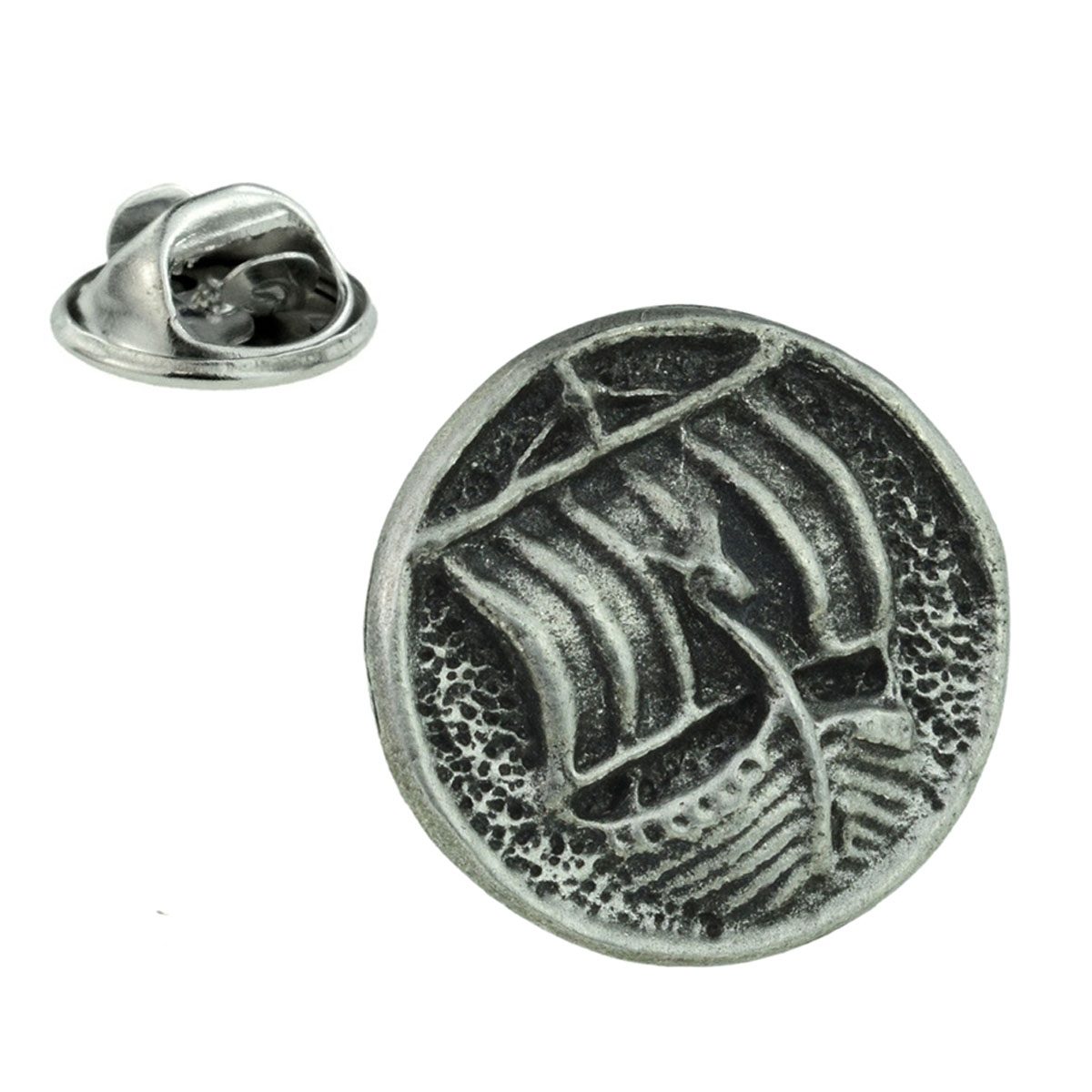 Viking Longboat Pewter Lapel Pin Badge