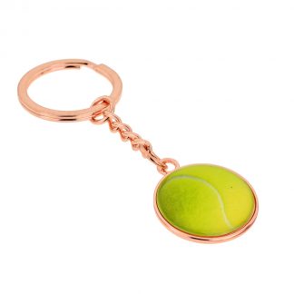Tennis Ball Design Rose Gold Plated Keyring (engravable)