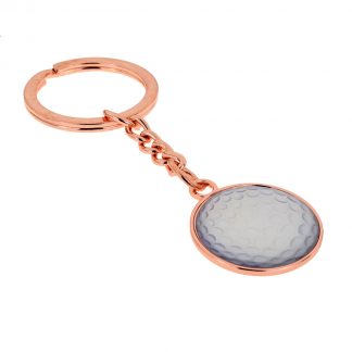 Golf Ball Design Rose Gold Plated Keyring (engravable)