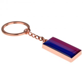 Bisexual Flag Design Rose Gold Finish Keyring (engravable)