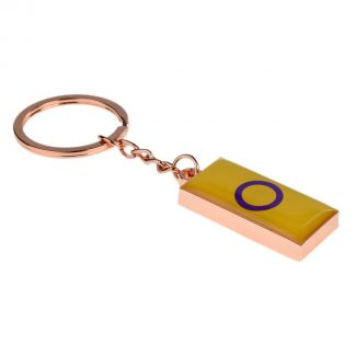 Intersex Flag Design Rose Gold Finish Keyring (engravable)