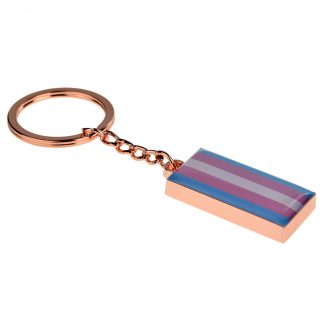 Transgender Flag Design Rose Gold Finish Keyring (engravable)