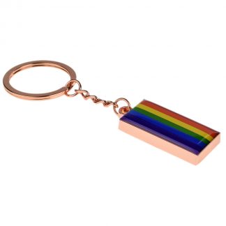 Rainbow Design Rose Gold Finish Keyring (engravable)