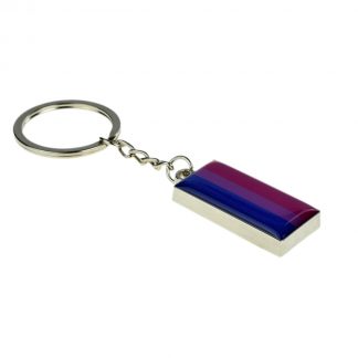 Bisexual Flag Design Silver Finish Keyring (engravable)