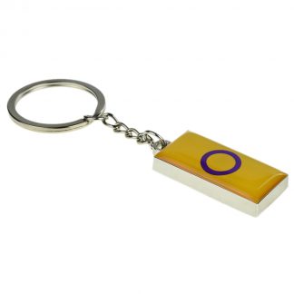Intersex Flag Design Silver Finish Keyring (engravable)