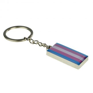 Transgender Flag Design Silver Finish Keyring (engravable)