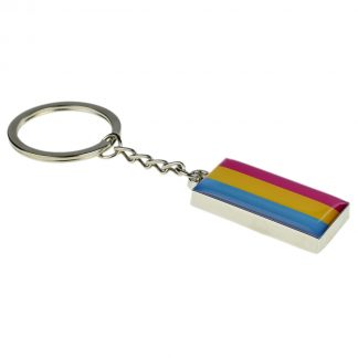 Pansex Flag Design Silver Finish Keyring (engravable)