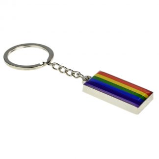 Rainbow Design Silver Finish Keyring (engravable)