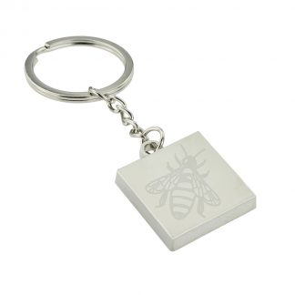 Engraved Bee Design Square Keyring
