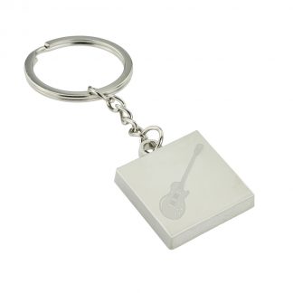 Engraved Electric Guitar Design Square Keyring