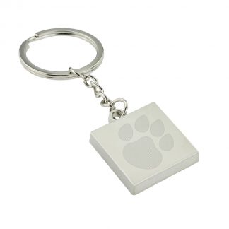 Engraved Paw Print Design Square Keyring
