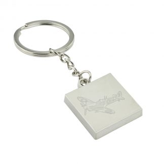 Engraved Spitfire Design Square Keyring
